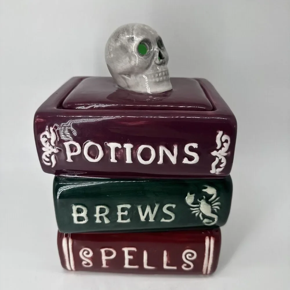 Mr.‎ Christmas Potions Brews Spells Books Cookie Jar Light Up Skull Witchcraft